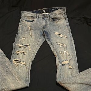 Jordan Craig Men’s Distressed Martin Stacked Blue Jeans 30X32